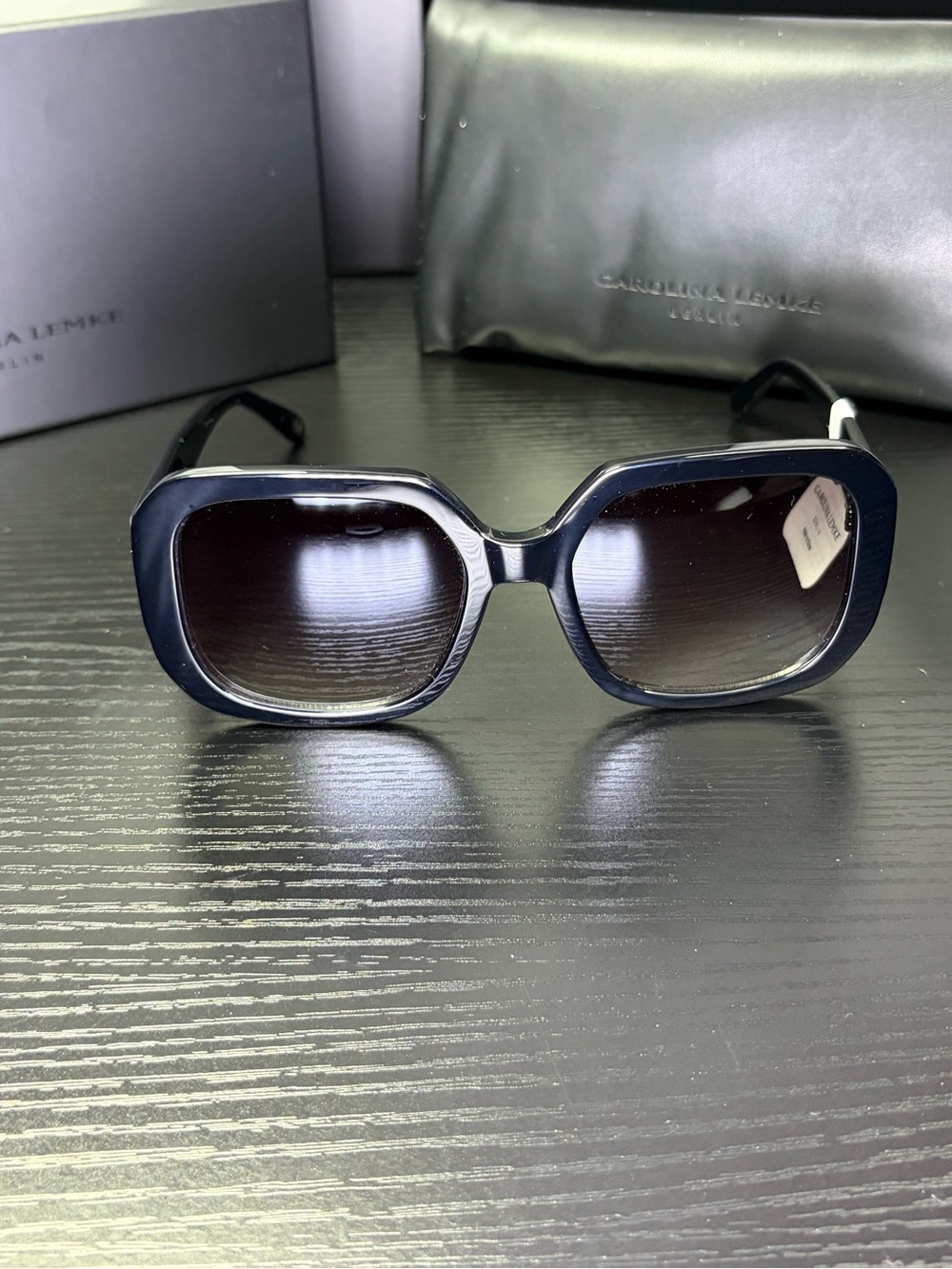 Carolina Lemke Women's Black Square Sunglasses